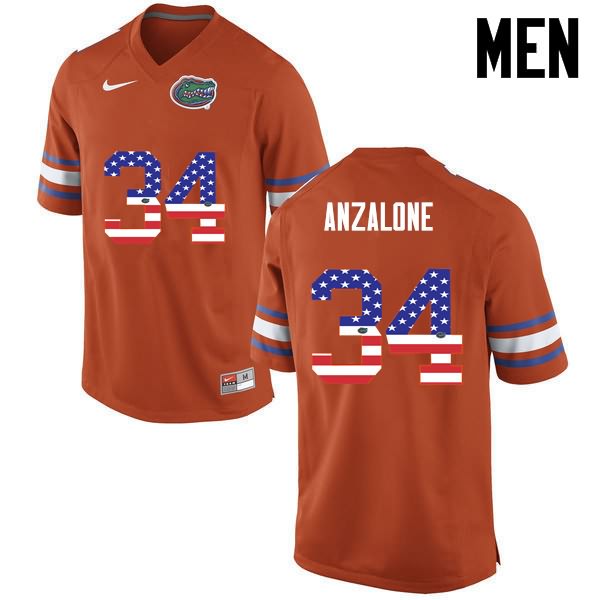 Men's NCAA Florida Gators Alex Anzalone #34 Stitched Authentic USA Flag Fashion Nike Orange College Football Jersey KRE1665XX